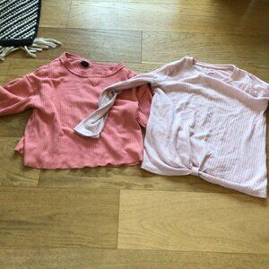 2 pink long sleeve shirts